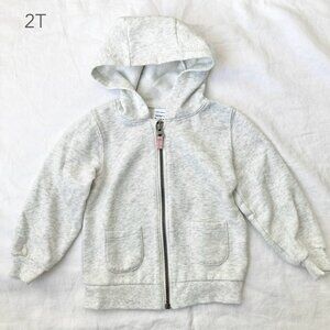 🪴5/$30 Carter's 2T Toddler Girls Boys Fleece Lined White Zipper Hoodie Spring